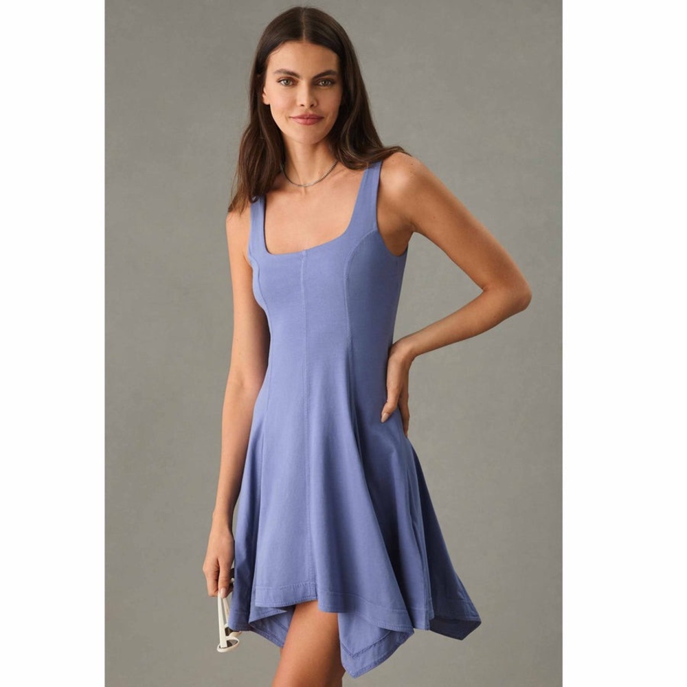 NWT Daily Practice by Anthro Handkerchief Hem Mini Dress in Wedgewood Blue